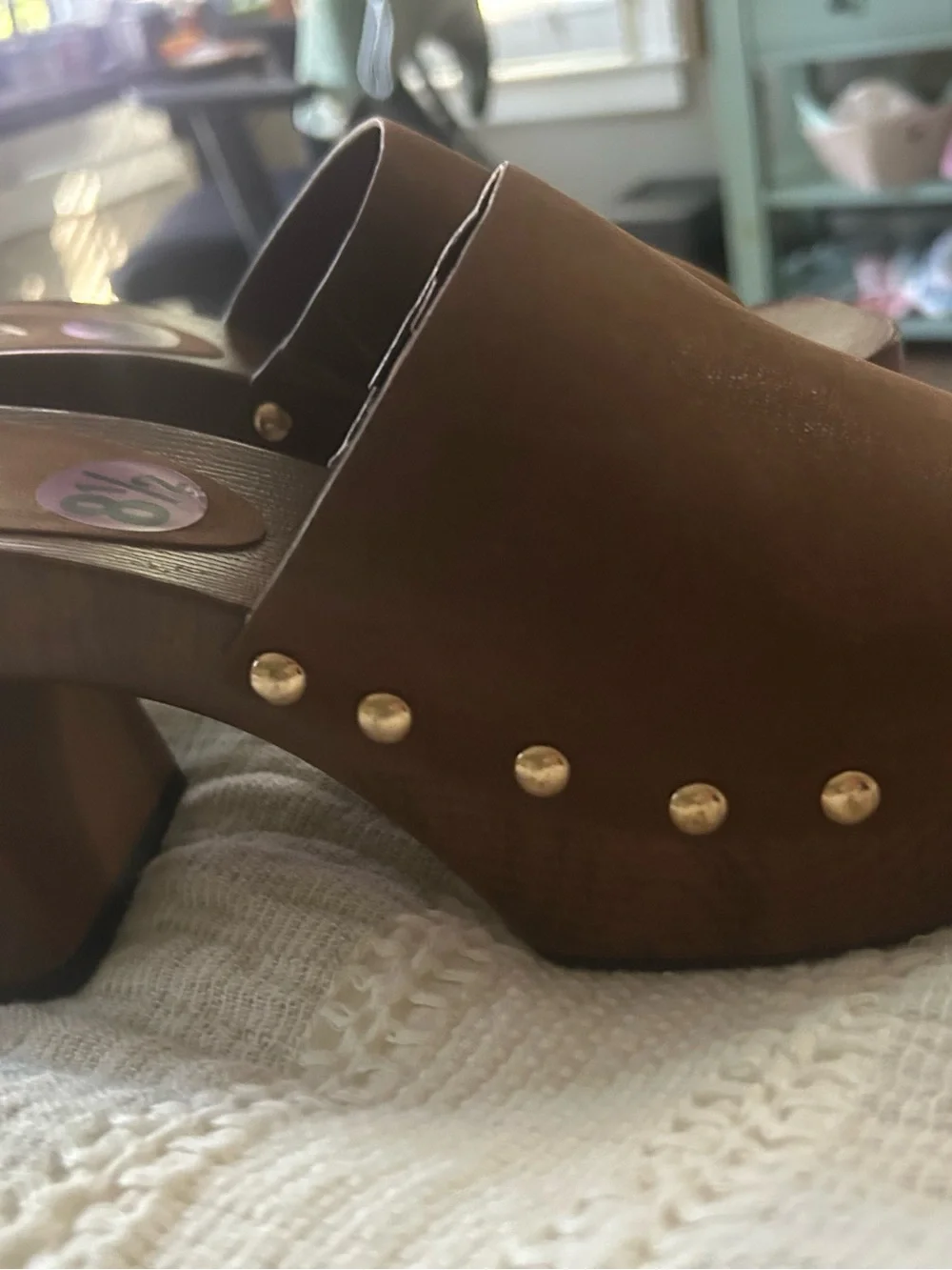 MIA Brown Suede Chunky Heel Slide Mules